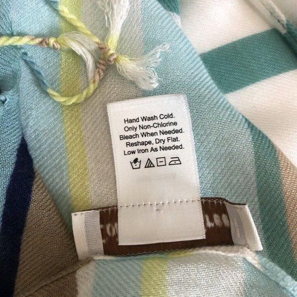 Coldwater Creek Blue Striped Fringe Scarf 22 x 67 - Picture 4 of 4